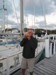 Ron blowing the Conch horn