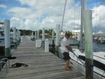 Randy tying off the boat at Boat Harbour