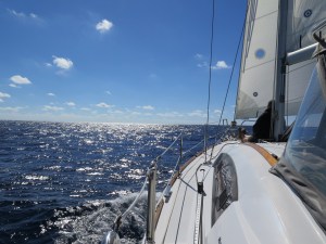 Captain sitting on the deck enjoying a lovely day for a cruise
