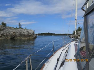 Entering the narrow cut into Hatchet Bay