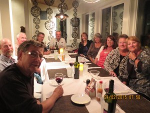 Our group of sailors (on boats Miss Ellie, Silver Maple, Irish Wake, October, and Neesa) at Firefly Restaurant for the Song Writer's Festival