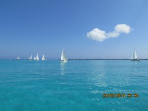 Boats aren't moving fast in the race with no wind