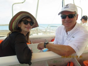 Lee and Randy on the snorkeling trip in Moorea to see sharks and stingrays