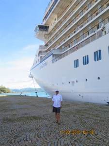 Randy in front of the ship in Raiatea, French Polynesia