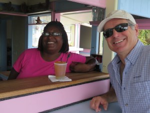 First stop is the Tiki Bar at Leeward Yacht Club to see our favourite tender, Niki