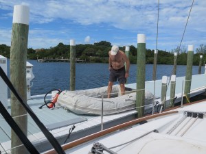 Putting the dingy together...never a fun job.