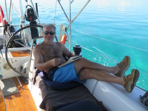 Captain filling out his Captain's Log.